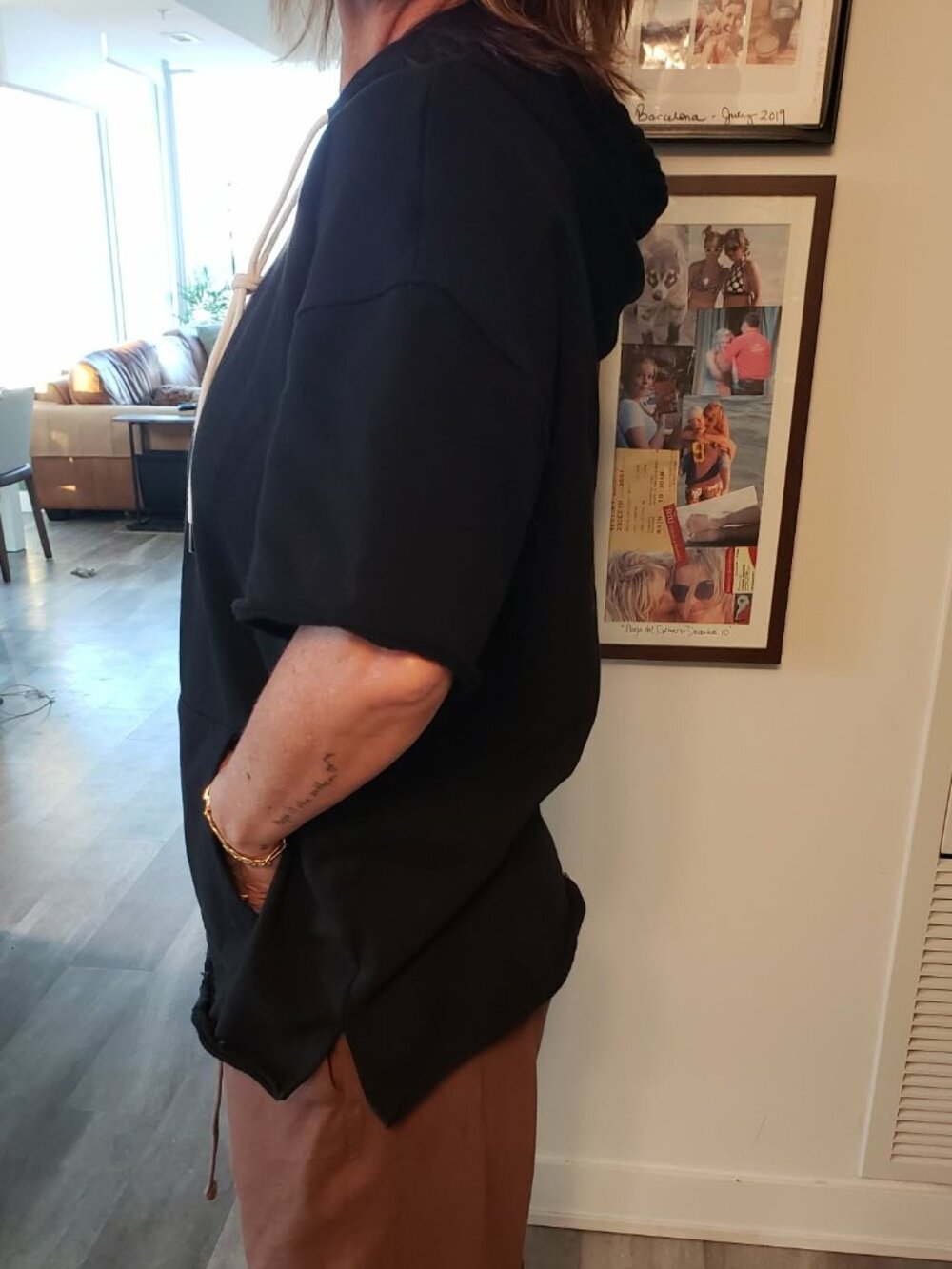 3/$15.00 or 5/$20.00: Elwood, Men's Black Short Sleeved Hoodie, Size L